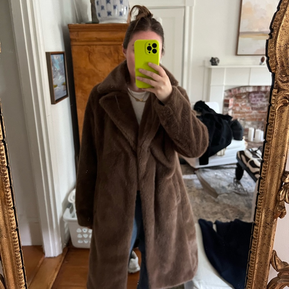faux fur brown jacket